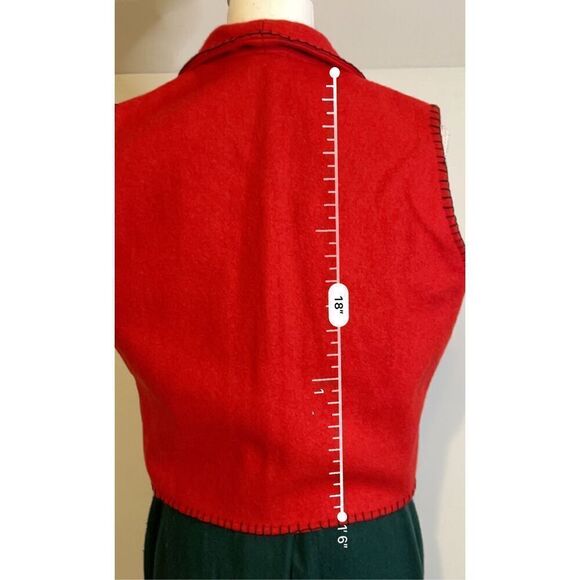 Women’s Red Western-Wool Open Front Vest MEDIUM - Picture 5 of 7